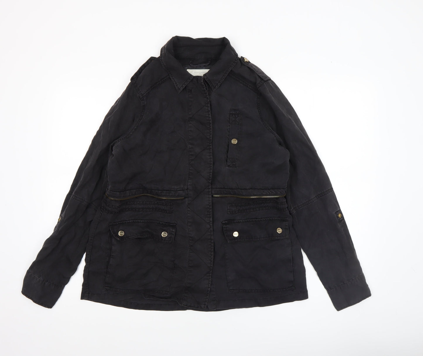 Womens UK Size 8 River Island Black Military Jacket