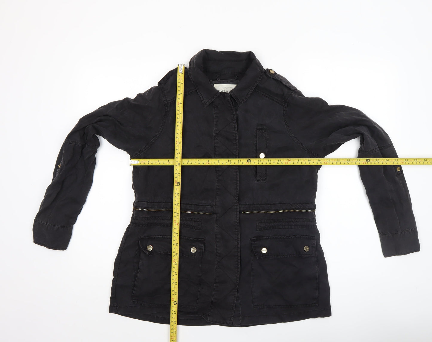 Womens UK Size 8 River Island Black Military Jacket