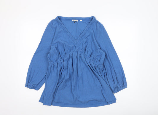 Womens UK Size 12 Fat Face Blue Wrap Blouse