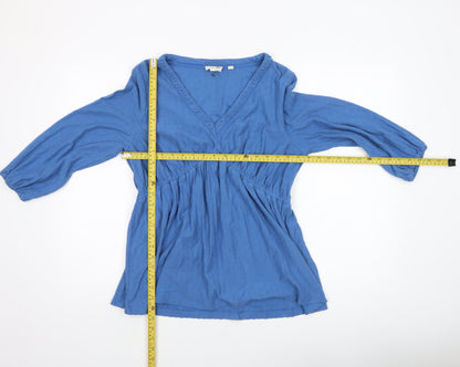 Womens UK Size 12 Fat Face Blue Wrap Blouse