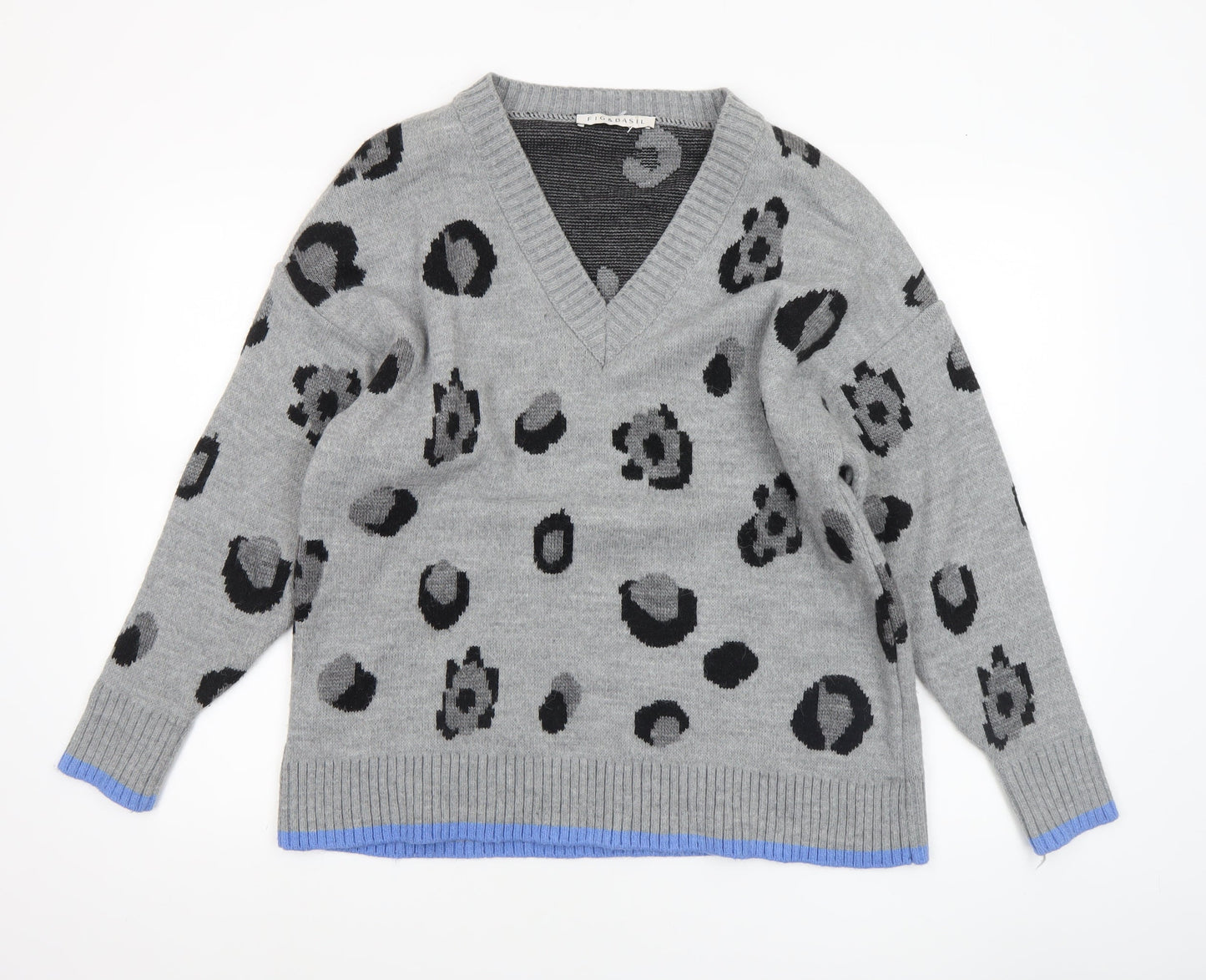 Womens UK Size 12-14 Fig & Basil Grey Pullover Jumper