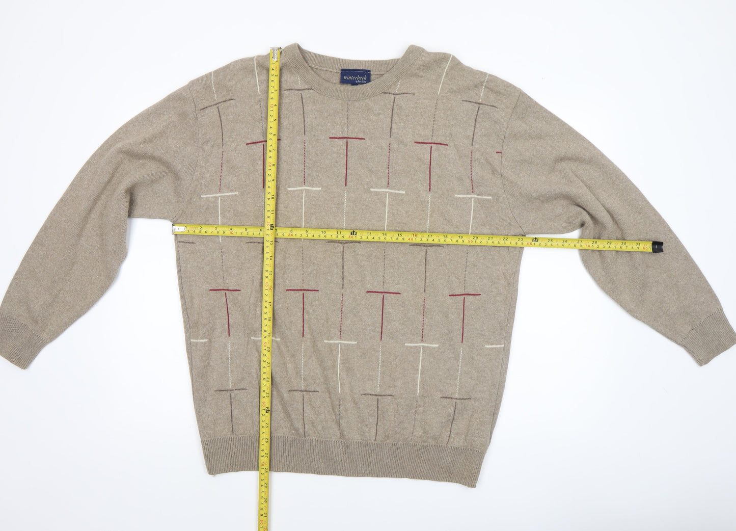 Mens UK Size 2XL Winterbeck by Peter Gribby Beige Pullover Jumper