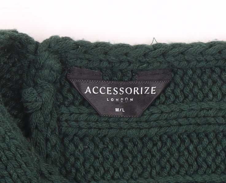 Womens UK Size M/L Accessorize Green Cape Jumper