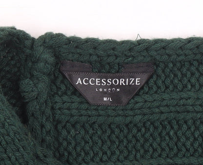 Womens UK Size M/L Accessorize Green Cape Jumper