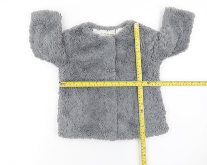 Next Baby Girls Grey Faux Fur Coat 12-18 Months Lined Winter Jacket
