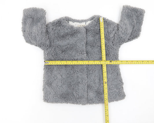 Next Baby Girls Grey Faux Fur Coat 12-18 Months Lined Winter Jacket