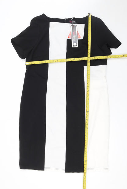 LoveDrobe Women's Plus Size 20 Black White Colourblock Shift Dress