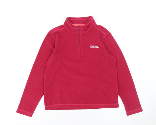 Regatta Girls Red Fleece 1/2 Zip Pullover Sweatshirt 9-10 Years