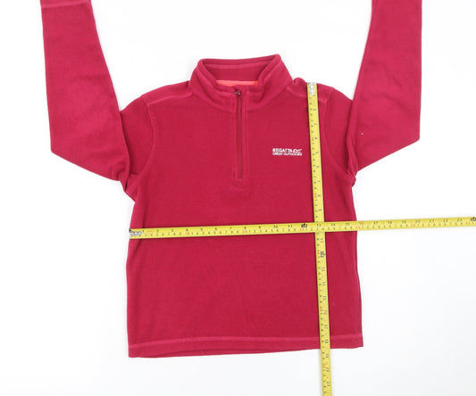 Regatta Girls Red Fleece 1/2 Zip Pullover Sweatshirt 9-10 Years