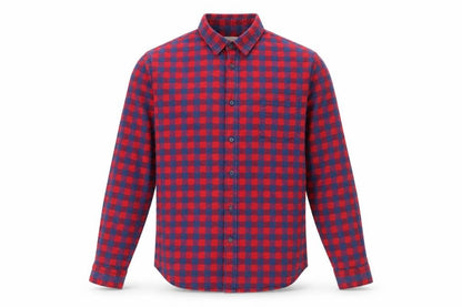 1975 Men’s Red Check Flannel Button-Up Shirt XL