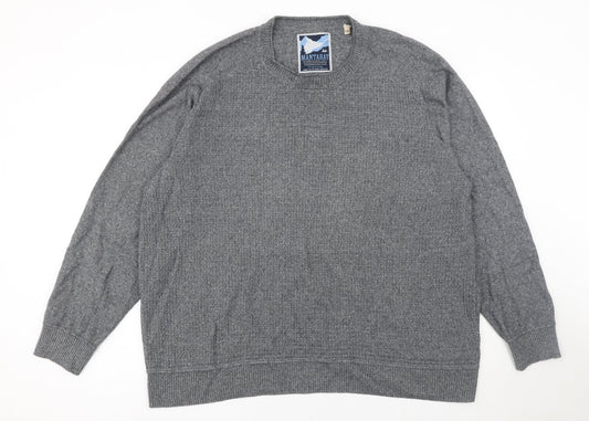 Mantaray Mens Grey 2XL Cotton Crew Neck Waffle Knit Jumper