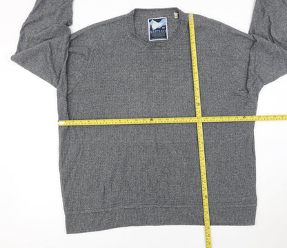 Mantaray Mens Grey 2XL Cotton Crew Neck Waffle Knit Jumper