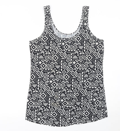 Additional front view of No Boundaries Teens Black Aztec Geometric Tank Top XL Regular Stretch