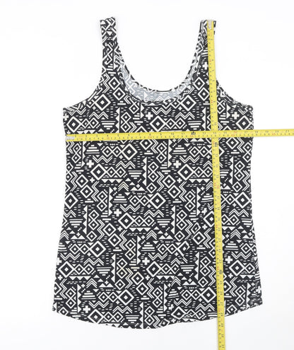 Back view of No Boundaries Teens Black Aztec Geometric Tank Top XL Regular Stretch