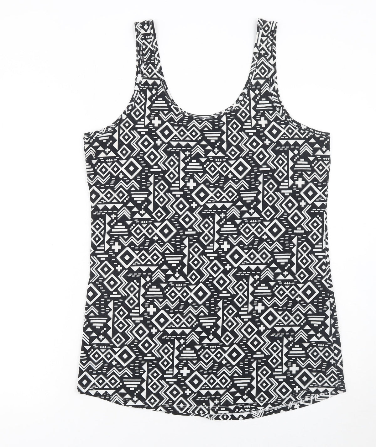 Close-up detail of No Boundaries Teens Black Aztec Geometric Tank Top XL Regular Stretch