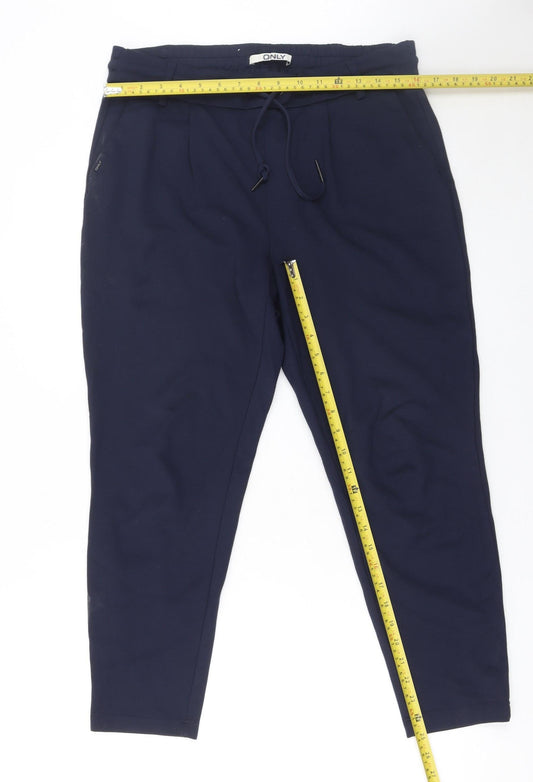 Womens UK Size L Only Regular Fit Casual Workwear Blue Trousers