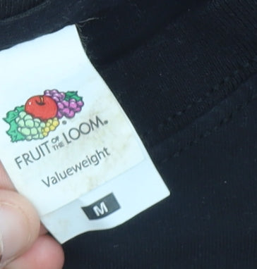 Mens UK Size M Fruit of the Loom Black  T-Shirt