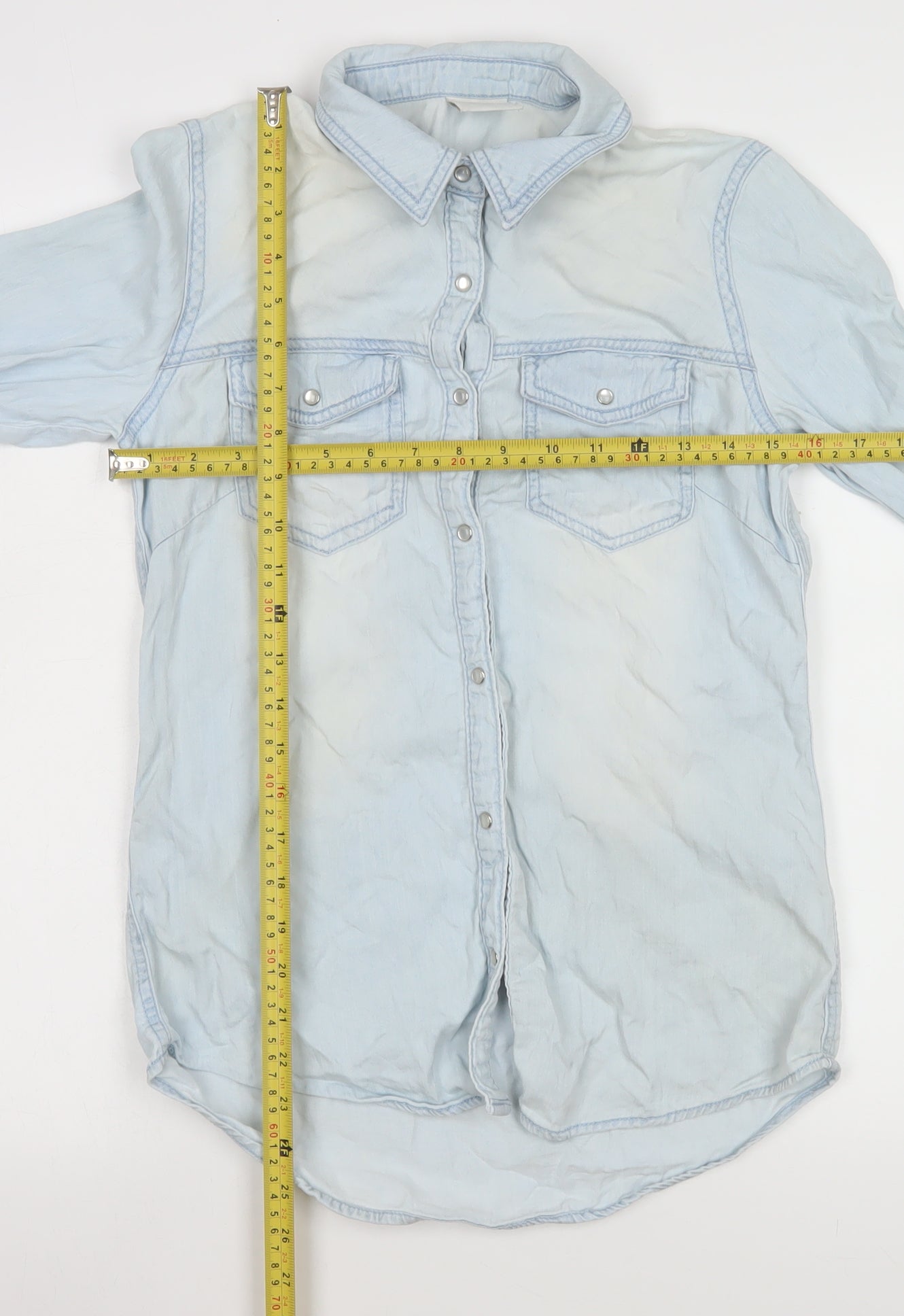 Womens UK Size S VILA Blue Basic Button-Up