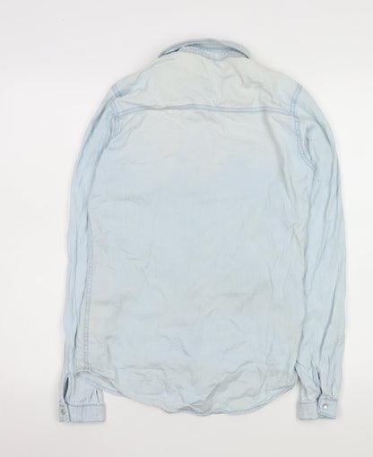 Womens UK Size S VILA Blue Basic Button-Up