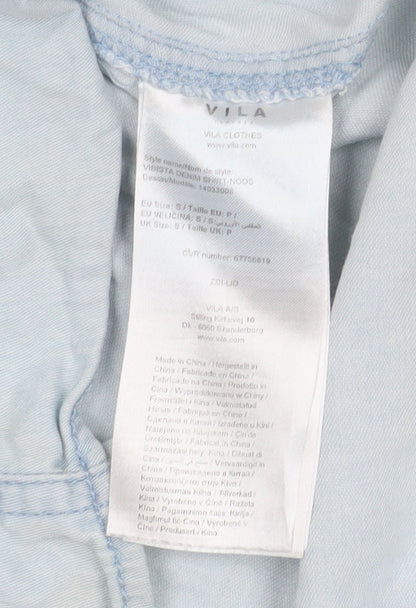 Womens UK Size S VILA Blue Basic Button-Up