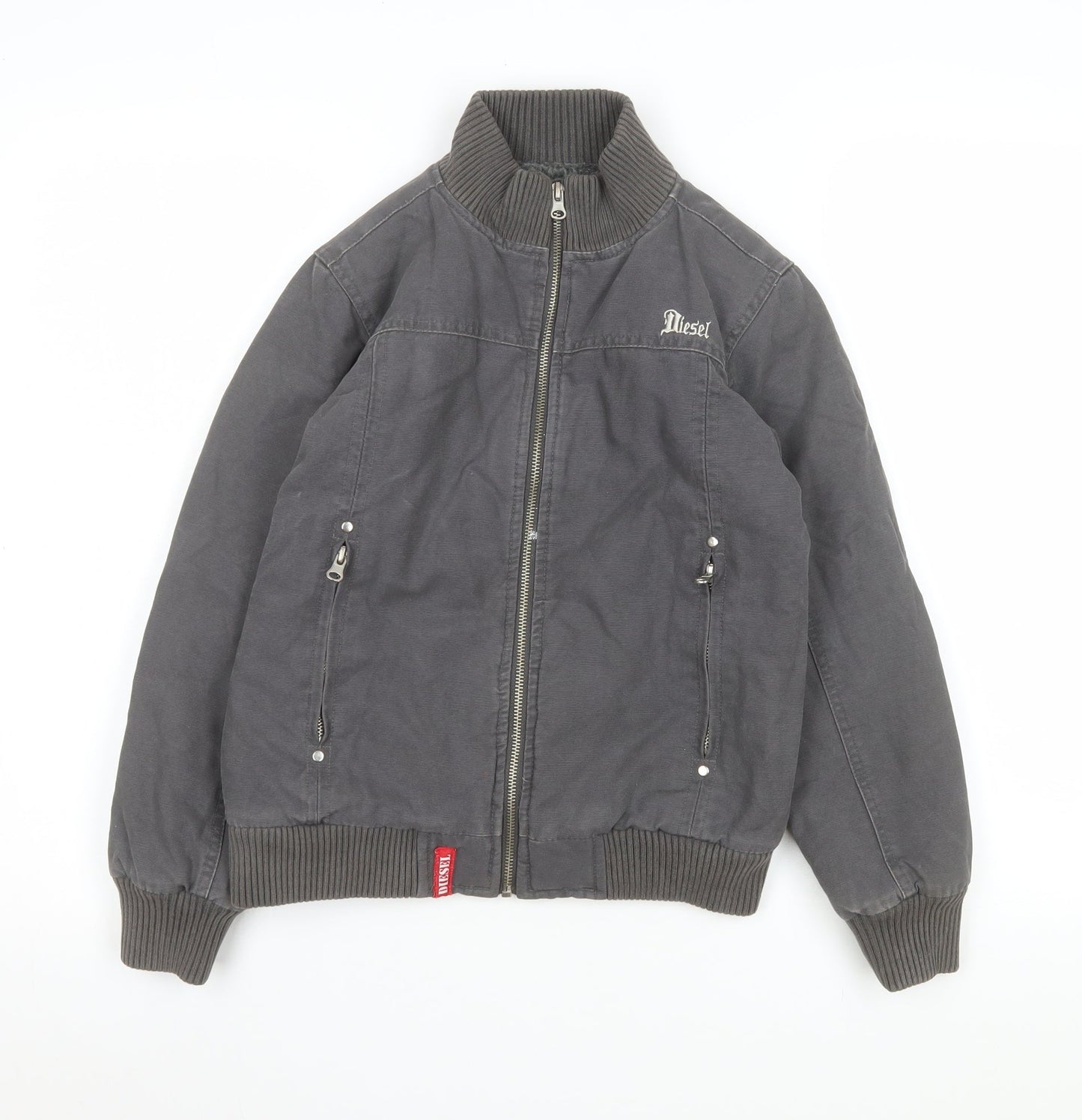 Girls UK Size 7-8 Years Diesel Grey Bomber Jacket