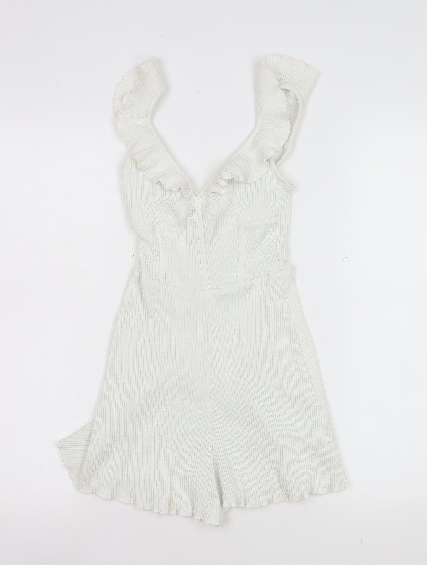 Womens UK Size XS Bershka One-Piece White Playsuit