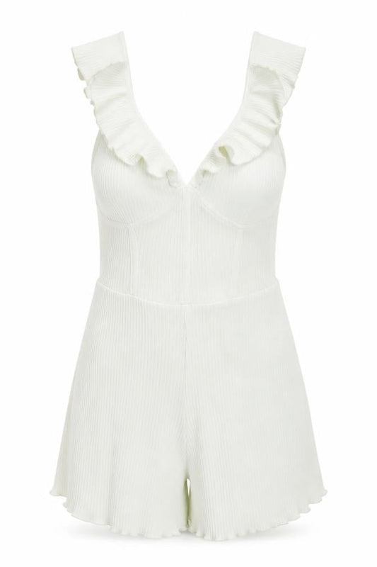 Womens UK Size XS Bershka One-Piece White Playsuit