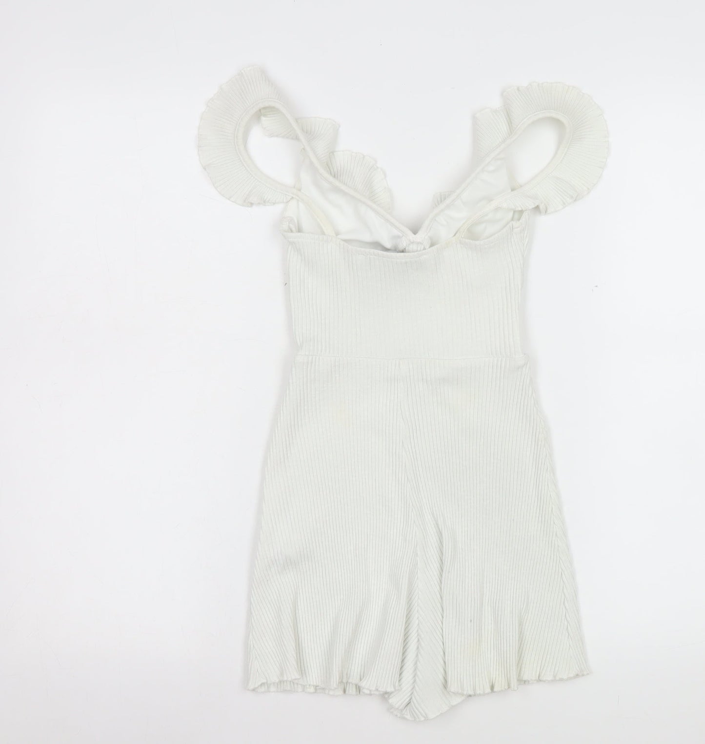 Womens UK Size XS Bershka One-Piece White Playsuit