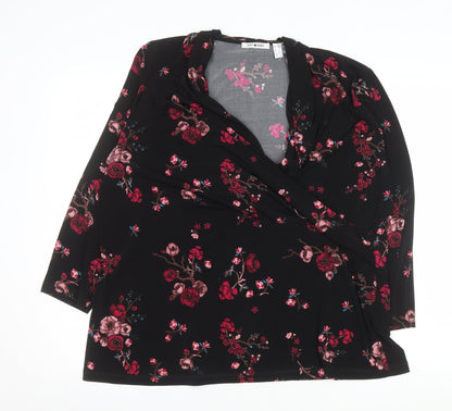 Womens UK Size XL Punt Roma Black Wrap Blouse