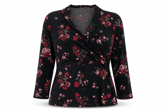 Womens UK Size XL Punt Roma Black Wrap Blouse