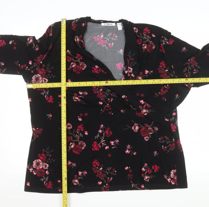 Womens UK Size XL Punt Roma Black Wrap Blouse