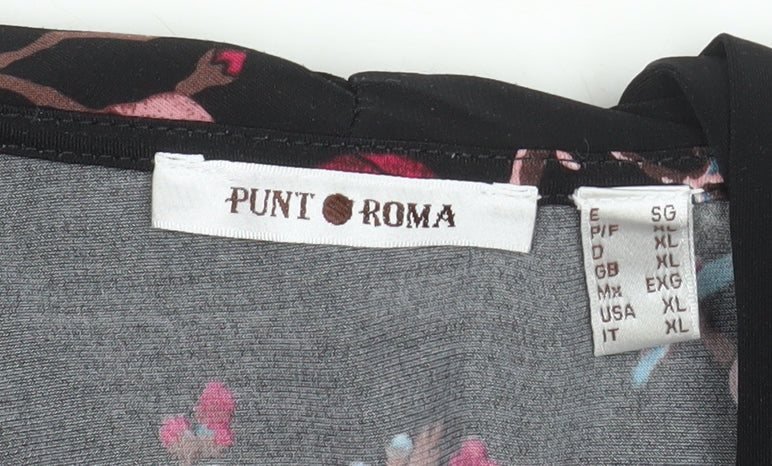 Womens UK Size XL Punt Roma Black Wrap Blouse