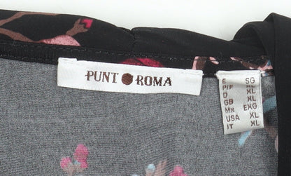 Womens UK Size XL Punt Roma Black Wrap Blouse