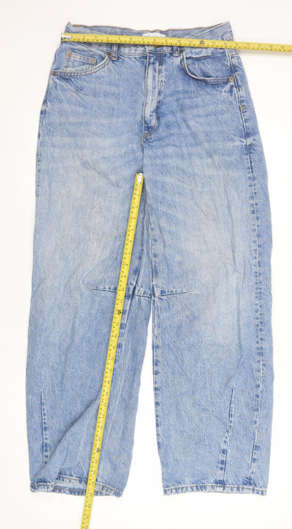 Womens UK Size 6 Zara Relaxed Fit Wide-Leg Blue Jeans