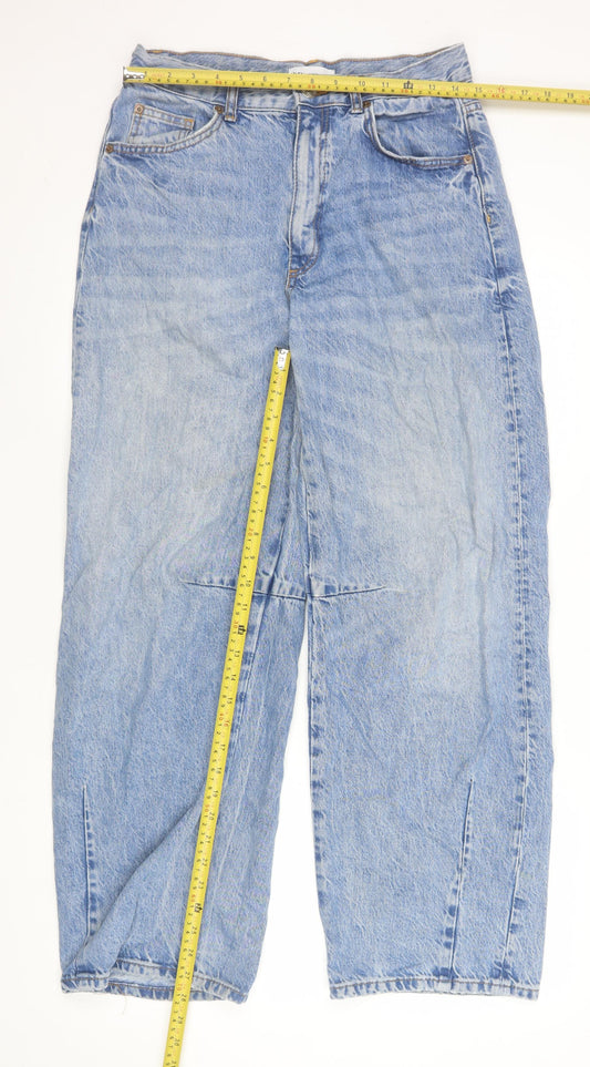 Womens UK Size 6 Zara Relaxed Fit Wide-Leg Blue Jeans