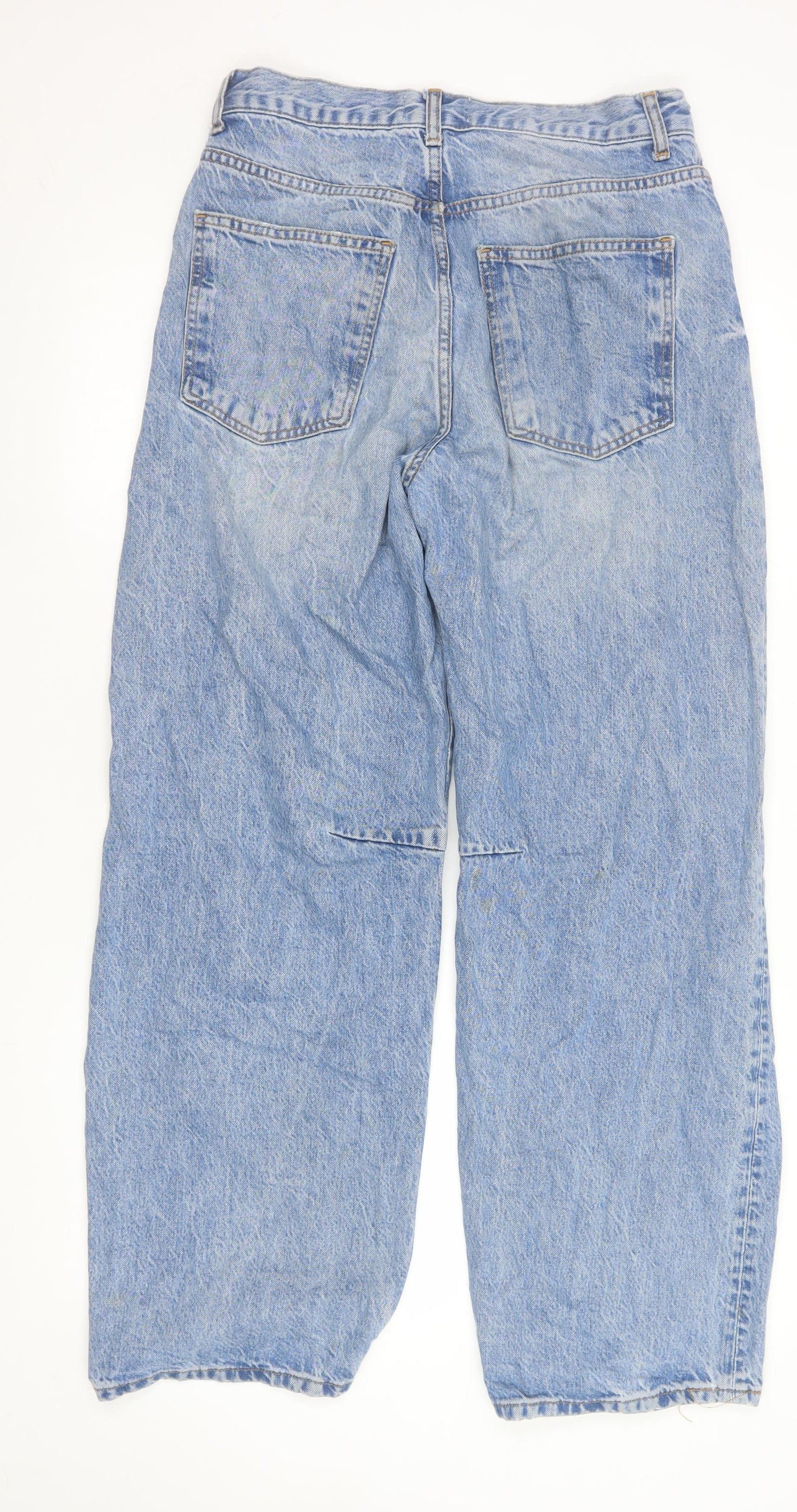Womens UK Size 6 Zara Relaxed Fit Wide-Leg Blue Jeans