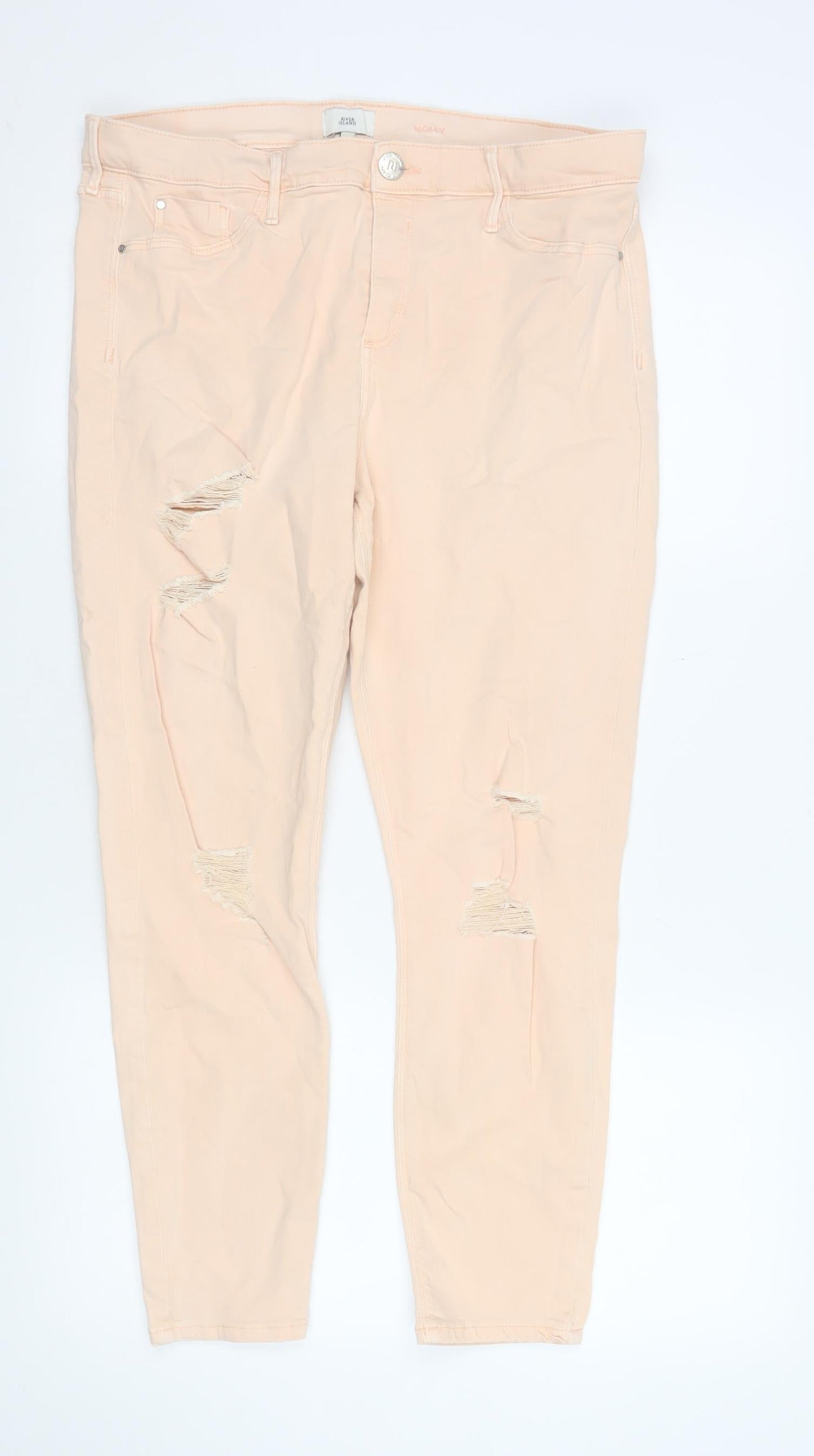 Womens UK Size 16 River Island Slim Fit Skinny Beige Jeans