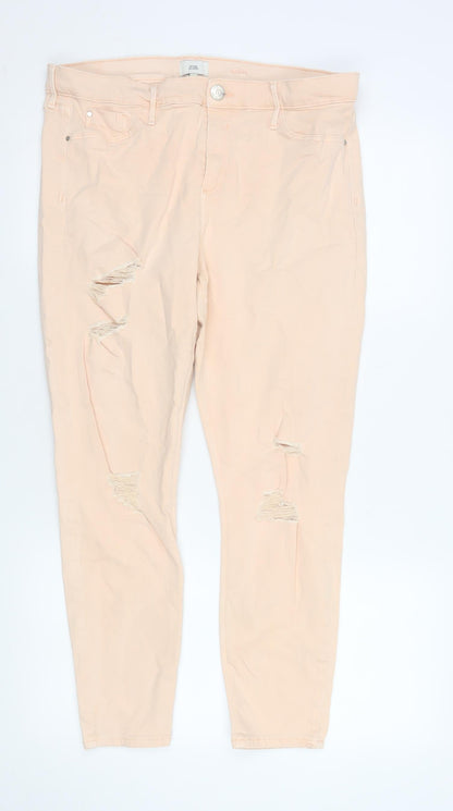 Womens UK Size 16 River Island Slim Fit Skinny Beige Jeans