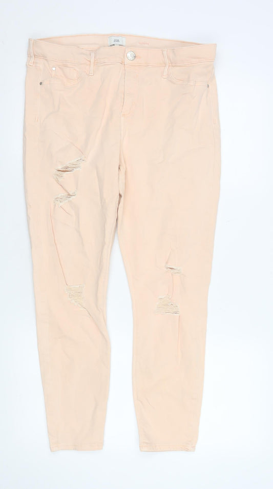 Womens UK Size 16 River Island Slim Fit Skinny Beige Jeans