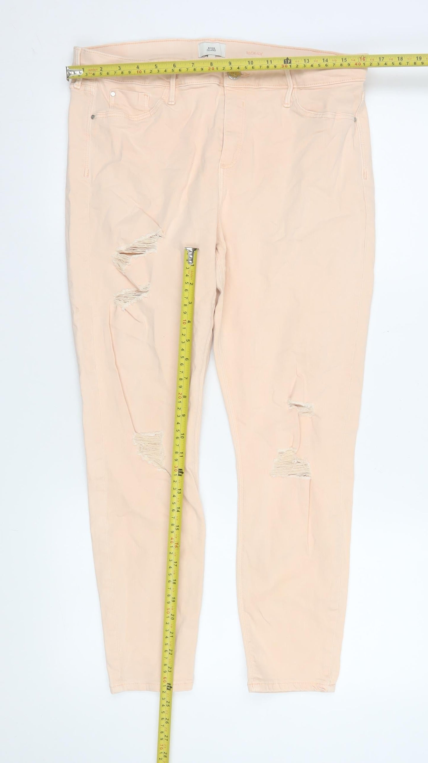 Womens UK Size 16 River Island Slim Fit Skinny Beige Jeans