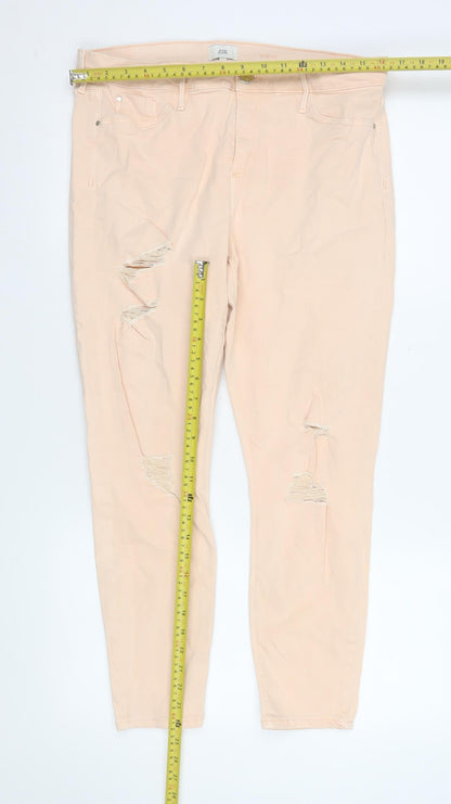 Womens UK Size 16 River Island Slim Fit Skinny Beige Jeans