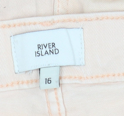 Womens UK Size 16 River Island Slim Fit Skinny Beige Jeans