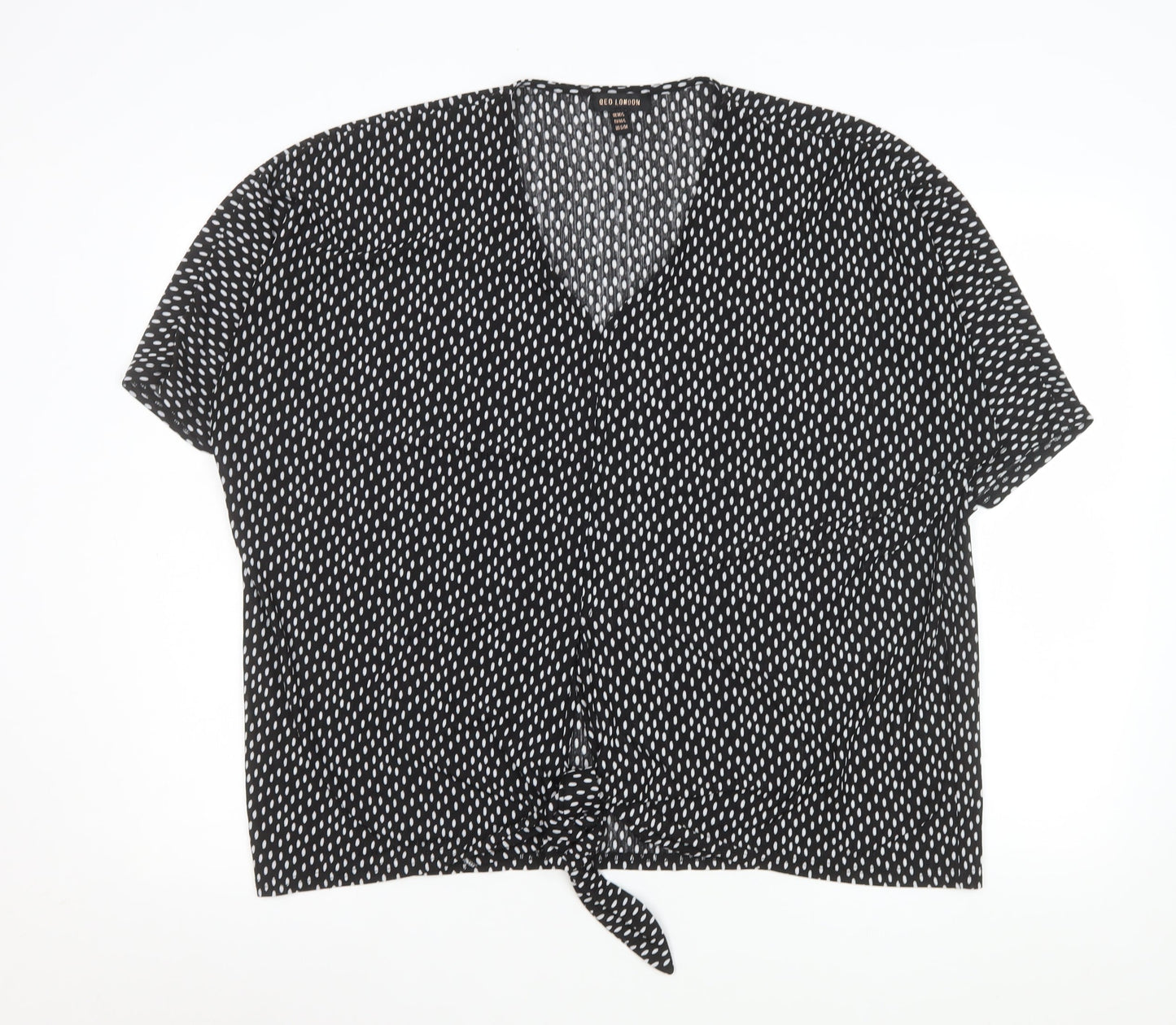 Womens UK Size M/L QED London Black Cropped Blouse