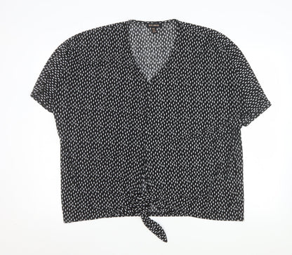 Womens UK Size M/L QED London Black Cropped Blouse