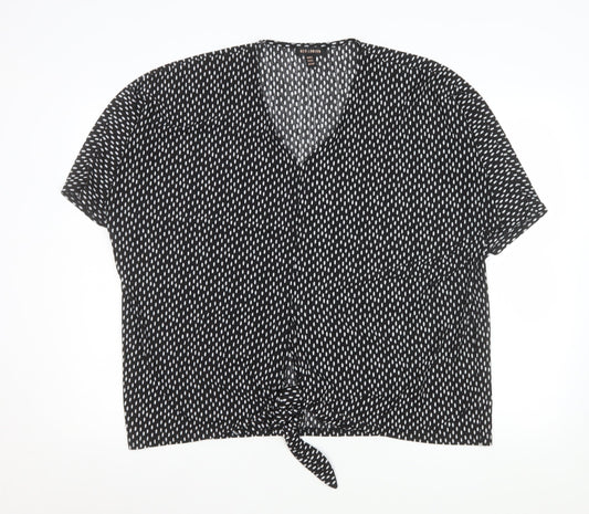 Womens UK Size M/L QED London Black Cropped Blouse
