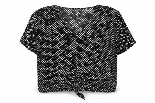 Womens UK Size M/L QED London Black Cropped Blouse