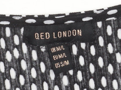 Womens UK Size M/L QED London Black Cropped Blouse