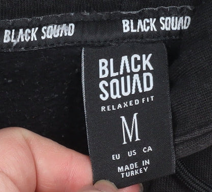 Mens UK Size M Black Squad Black Pullover Hoodie