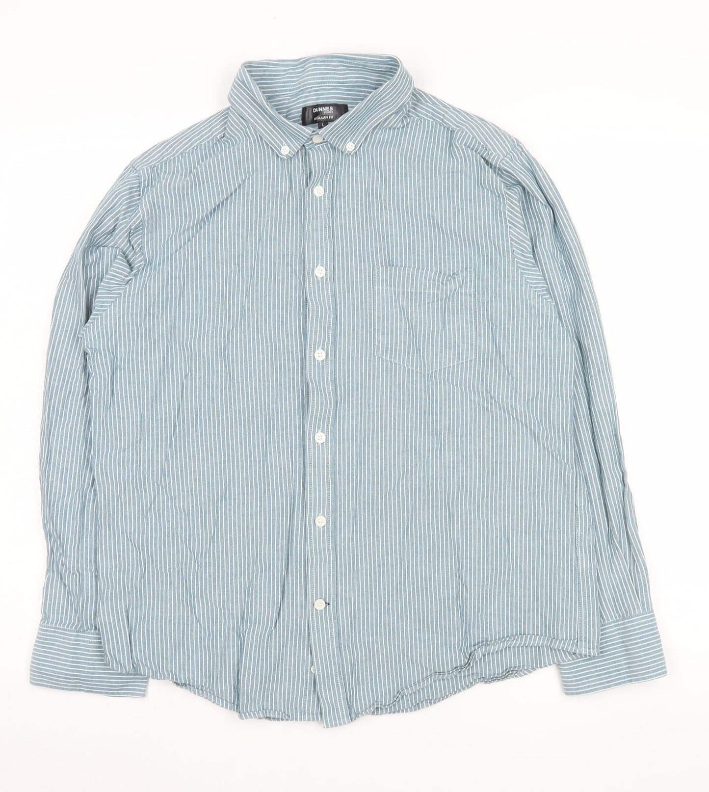 Mens UK Collar Size L Dunnes Stores Smart Blue  Dress Shirt