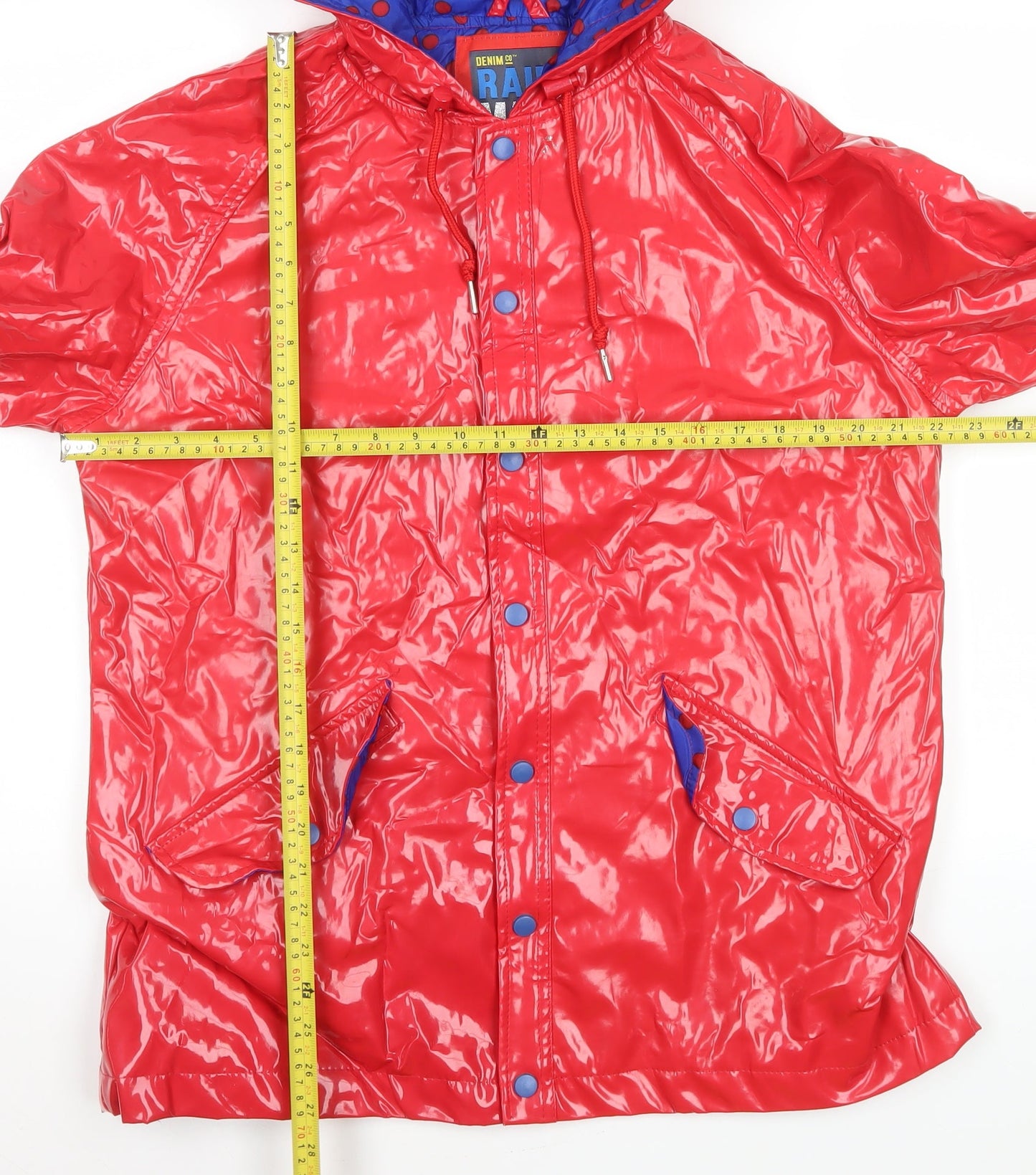 Womens UK Size L Denim Co Red Rain Coat